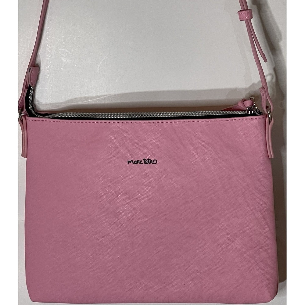 Marc Tetro Cat Crossbody Bag Pink Black Vinyl Shoulder Purse Adjustable - Picture 2 of 11
